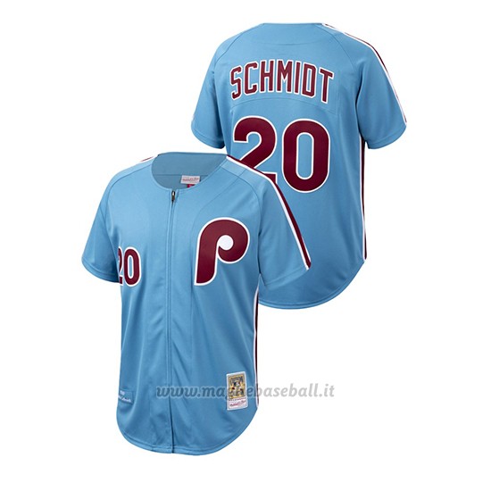Maglia Baseball Uomo Philadelphia Phillies Mike Schmidt Cooperstown Collection Autentico Blu Luminoso